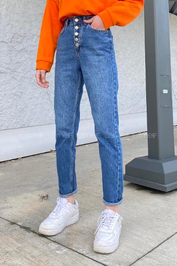 Light Blue Cotton Denim High Waist Denim Pants