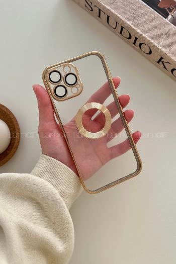 Lamelif iPhone 13 Pro Max Lens Korumalı Telefon Kılıfı Gold