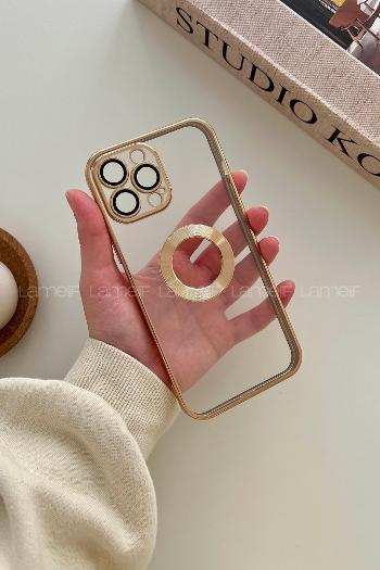 Lamelif iPhone 13 Pro Max Lens Korumalı Telefon Kılıfı Gold