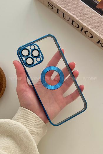 Lamelif iPhone 13 Pro Max Lens Korumalı Telefon Kılıfı Mavi