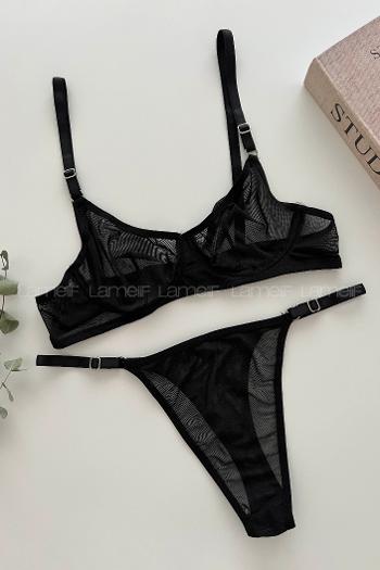 Black Cotton Fabric Underwire Unsupport 