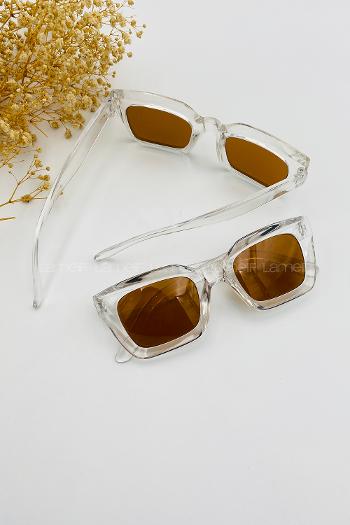 Lamelif Riva Şeffaf Çerçeve Kahve Cam Güneş Gözlüğü