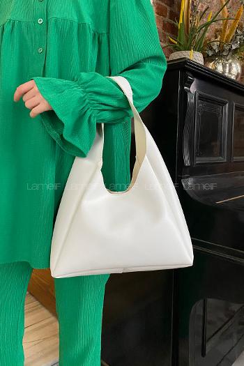 White Buckle Skin Hand Bag Bag