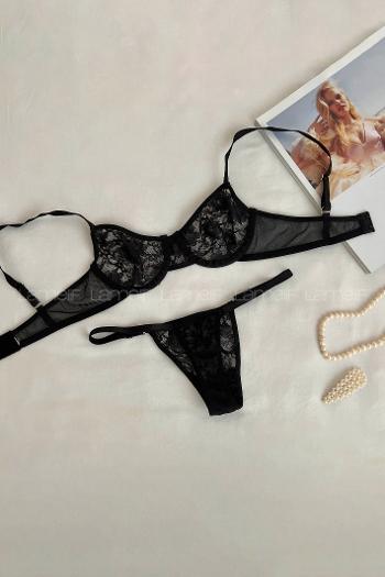 Black Cotton Fabric Underwire Unsupport 