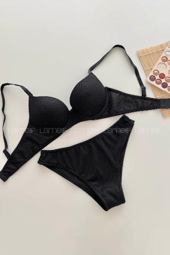 Black Cotton Fabric Underwire Support Bralet