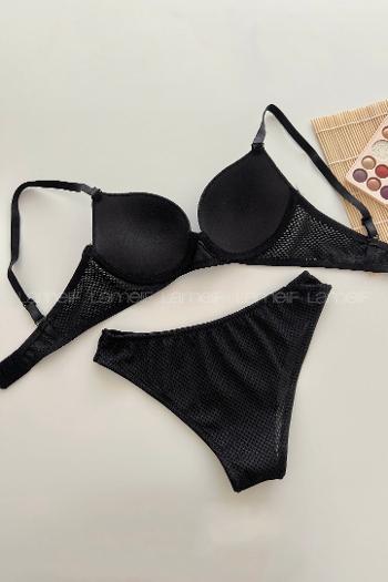 Black Cotton Fabric Underwire Support Bralet