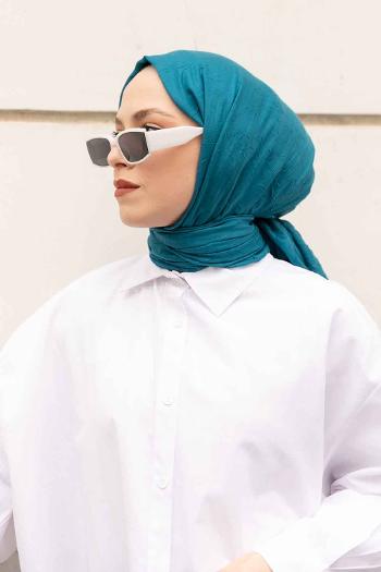 Lamelif Bambu Şal Petrol Mavisi