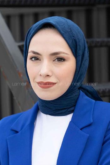 Plaid Blue Cotton Fabric Straight Scarf