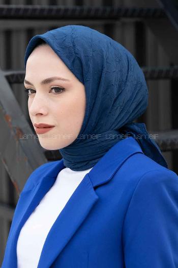 Plaid Blue Cotton Fabric Straight Scarf