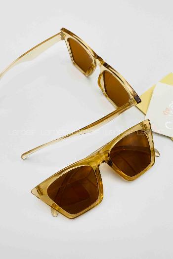 Lamelif Sütlü Kahve Çerçeve Kahve Cam Cat Eye Güneş Gözlüğü