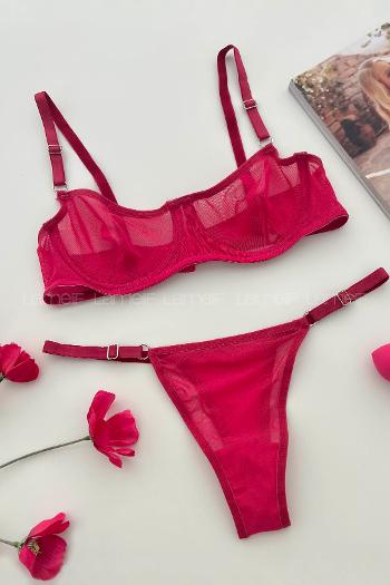 Fuchsia Cotton Fabric Underwire Unsupport 