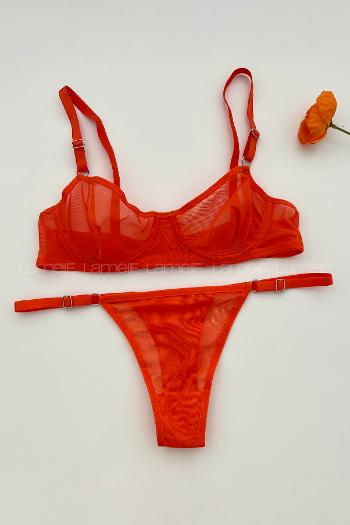 Orange Cotton Fabric Underwire Unsupport 
