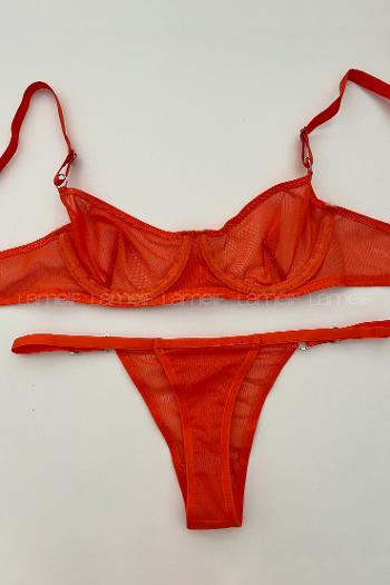 Orange Cotton Fabric Underwire Unsupport 