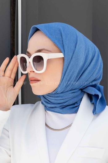 Lamelif Keten Eşarp Mavi