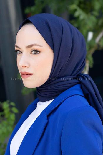 Midnight Blue Cotton Fabric Straight Shawl