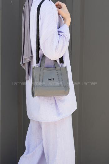 Lamelif Kanvas Mini Kadın Çanta Gri