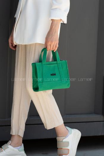 Lamelif Kanvas Mini Kadın Çanta Yeşil