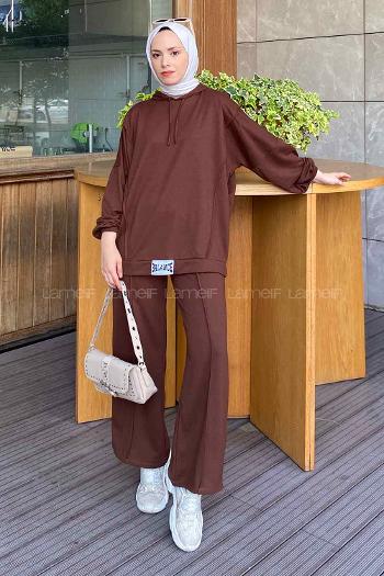 Lamelif Balance Armalı Çımalı İkili Tesettür Takım Acı Kahve