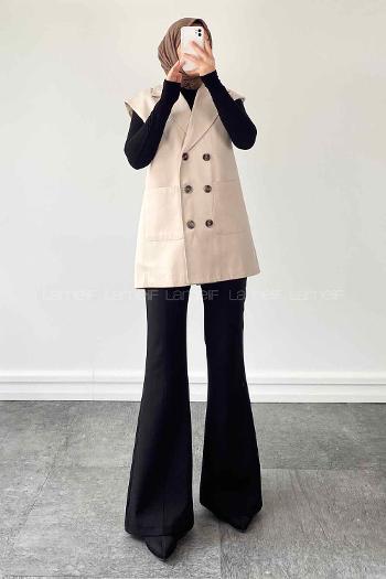 Lamelif Utility Ön Düğmeli Yelek Taş