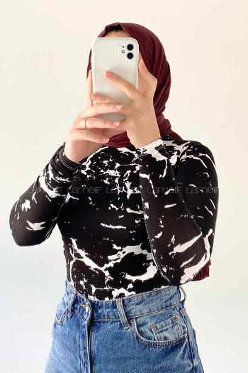 Black Medium Crew Neck Long Arm Combed Fabric Body