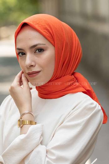 Orange Cotton Fabric Straight Scarf