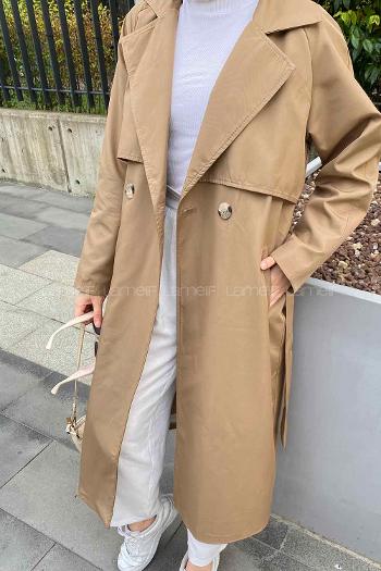 Lamelif Hector Çentik Yakalı Trençkot Koyu Vizonrengi