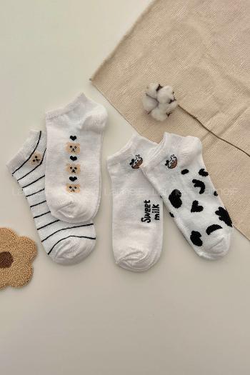Lamelif  4li Sevimli Patik Çorap