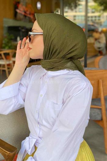 Army Green Cotton Fabric Straight Scarf