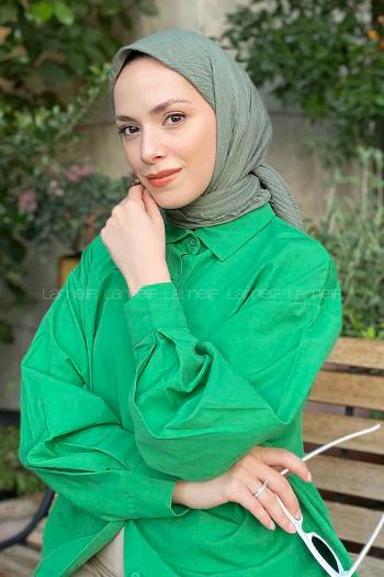 Plum Green Cotton Fabric Straight Scarf