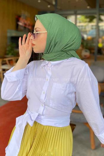 Nefti Green Cotton Fabric Straight Scarf