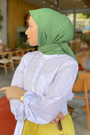 Nefti Green Cotton Fabric Straight Scarf