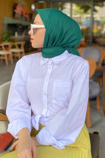 Green Cotton Fabric Straight Scarf