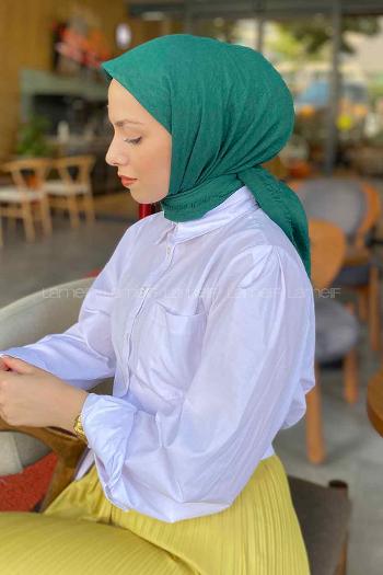 Green Cotton Fabric Straight Scarf