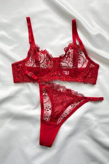 Lamelif Brode Tül Dantelli Nakışlı Takım