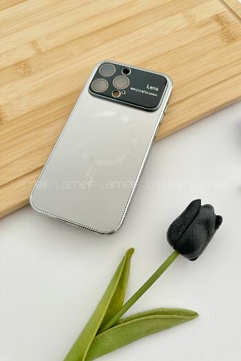 Lamelif iPhone 14 Pro Max Kamera Korumalı Telefon Kılıfı Gold Gri
