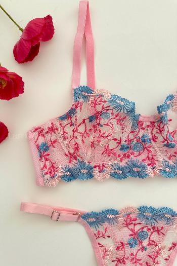 Light Pink Cotton Fabric Underwire Unsupport 