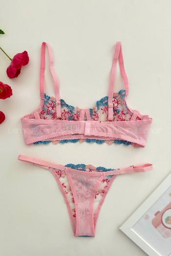 Light Pink Cotton Fabric Underwire Unsupport 