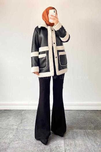 Modalamelif Regular Fit Deri Kaban Siyah -Beyaz