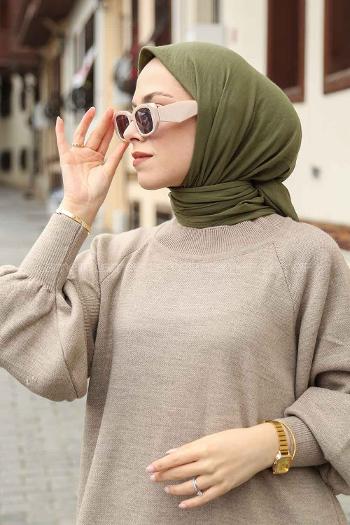 Army Green Cotton Fabric Straight Scarf