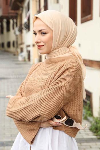 Beige Cotton Fabric Straight Scarf