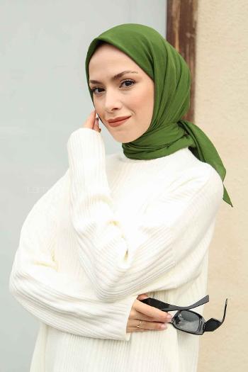 Nefti Green Cotton Fabric Straight Scarf