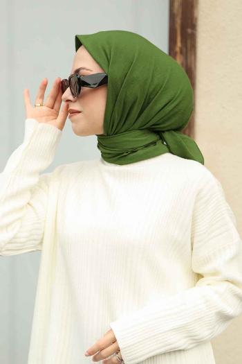 Nefti Green Cotton Fabric Straight Scarf