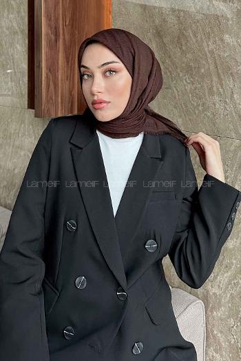 Bitter Brown Cotton Fabric Straight Scarf