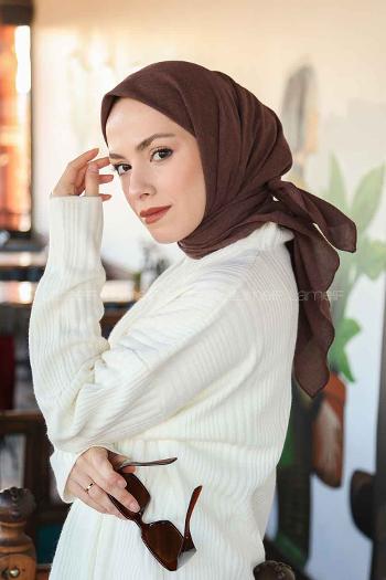 Lamelif Keten Eşarp Tozlu Kahve