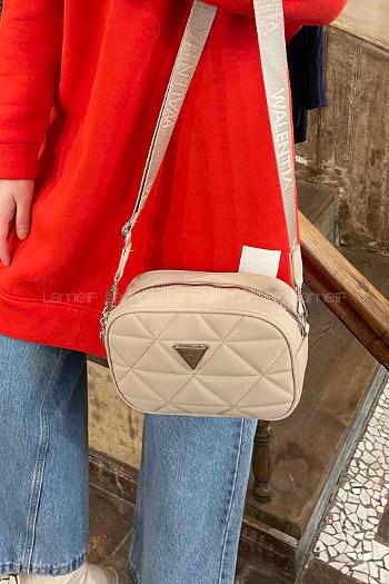 Lamelif Kapitone Detaylı Dona Kadın Çapraz Kadın Çanta Soft Kahve