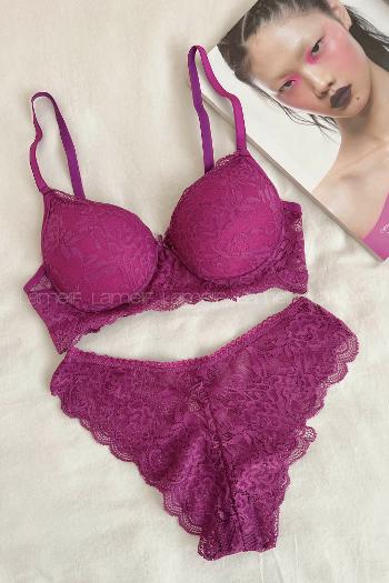 Purble Cotton Fabric Underwire Unsupport 