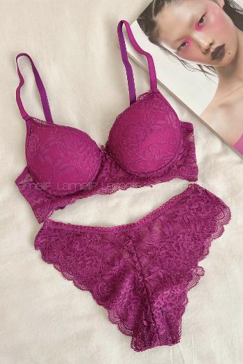 Purble Cotton Fabric Underwire Unsupport 