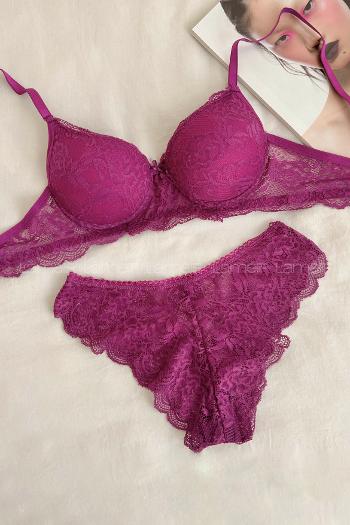 Purble Cotton Fabric Underwire Unsupport 