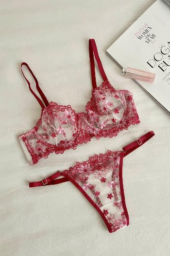 Claret Red Cotton Fabric Underwire Unsupport 