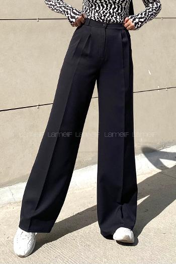 Black Cotton Fabric High Waist Comfortable Pants